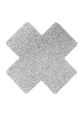 Paire de cache tétons adhésifs croix pailletée blanc - NP-1048WHT